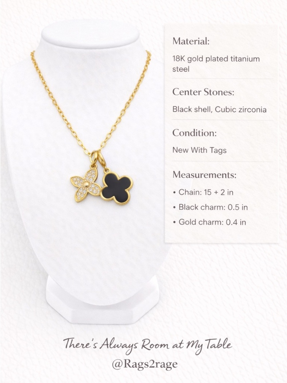 BLACK SHELL CLOVER Titanium Steel 18K Gold Plated Necklaces GOLD